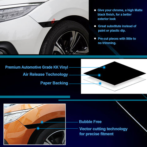 2Pcs Black Vinyl Turn Signal Light Sticker Decal For Honda Civic 10th 2016-2021