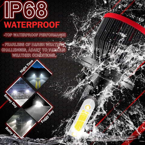 6000K Xenon White LED Headlight Bulb All-in-One Conversion High Low Beam Kit, 6000LM Super Bright Fog Light Replacement