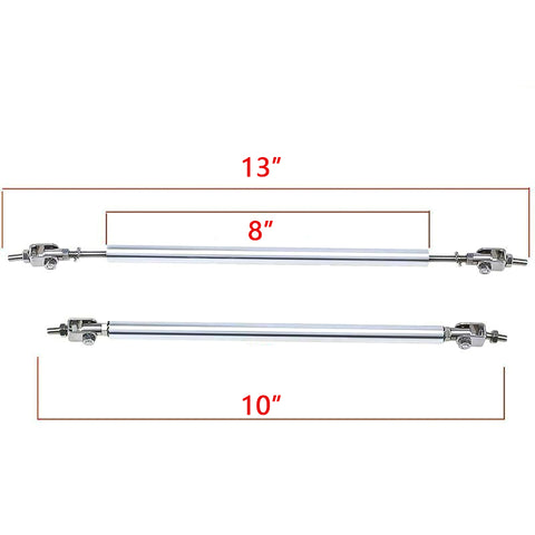 Adjustable 6"-9" / 8"-11" / 10"-13" Front Bumper Lip Splitter Diffuser Strut Rod Tie Bars Fit Most Vehicles, Black / Red / Blue / Silver