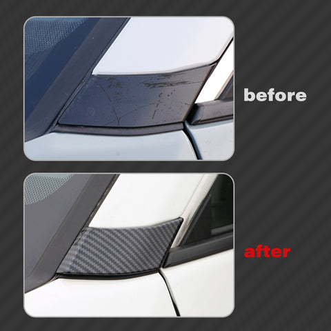 Exterior Front Side Door Window A Pillar Molding Cover Trim Compatible With Toyota RAV4 2019-2024,Carbon Fiber Pattern