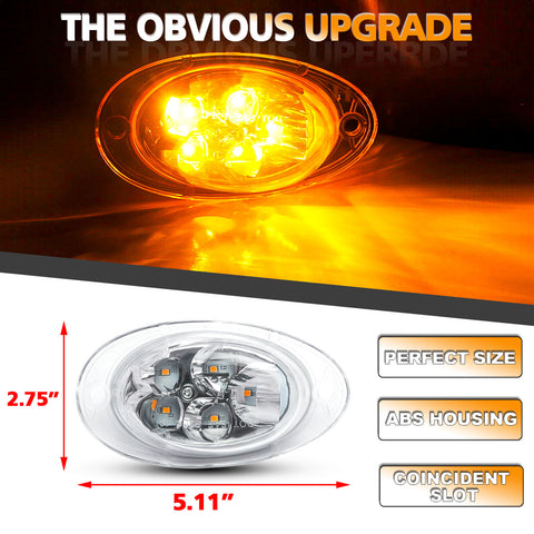 Clear Lens Full LED Front Cab Side Marker Turn Signal Light Assemblies For Freightliner Cascadia 2008-2017 Semi-Truck