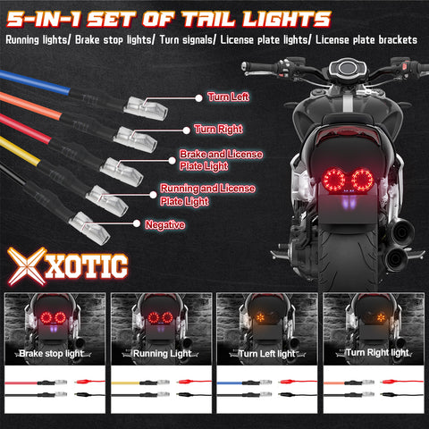 Motorcycle 40-LEDs Smoke Lens Integrated Dual Tail Light Running Lamp Brake Stop & Turn Signal License Plate Lamp w/ License Plate Bracket