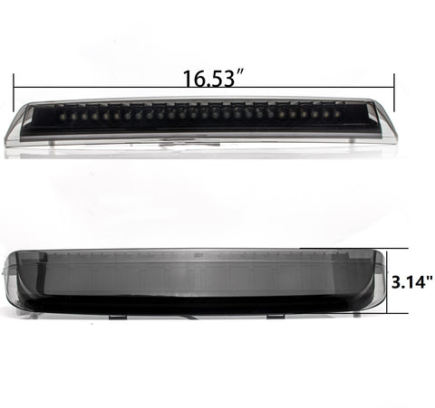 Chrome / Smoked Housing LED 3rd Third Brake Tail Light High Mount Stop Cargo Lamp for Nissan Titan 2004-2015, Super Bright 26-SMD