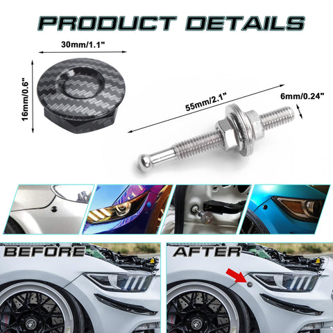 2x Universal Quick Release Bumper Fasteners Alloy Trunk Hatch Lids Kit Carbon Fiber Pattern