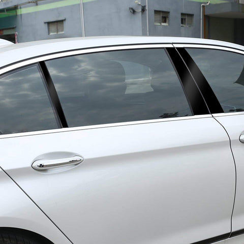 Door Window Pillar Post Genuine KK Vinyl Decal, Overlay Pre-Cut Cover Sticker, Compatible with BMW 5-Series F10 2010-2017 (4 Doors Only) -Glossy Black