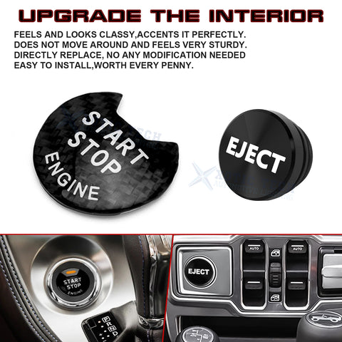 Real Carbon Fiber Engine + Black Cigarette Eject Button Trim For Nissan Infiniti