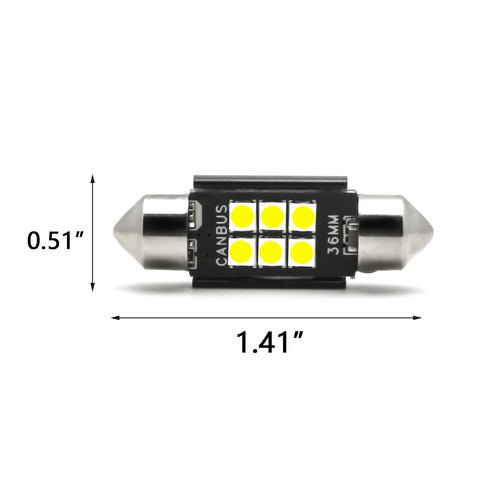6418 LED Bulb, 36MM Festoon LED Bulb 6000K White Super Bright Car Interior Light, 6-SMD 3030 6411 DE3423 C5W LED Bulb for Dome Map Light Trunk Cargo License Plate Lamp