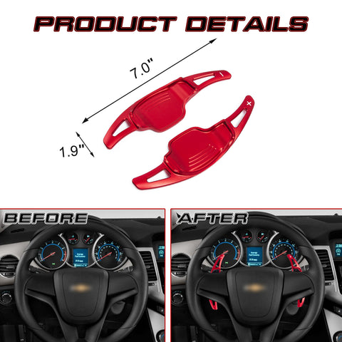 Red Aluminum Steering Wheel Paddle Shifter Extension For Chevy Camaro 2012-2015