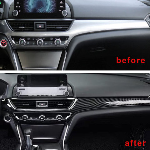 Carbon Fiber Style Dashboard Strip Air Vent Panel Cover For Honda Accord 2018-22