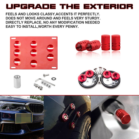 Set Tow Hook License Plate + Air Valve Cap + Release Fastener For BMW X1 X3 Z4