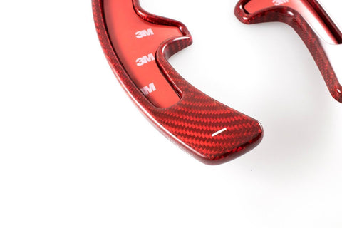 Carbon Fiber PDK Paddle Shifter Extensions For 2009-16 Porsche 911 Boxster Cayenne Panamera Black/ Red