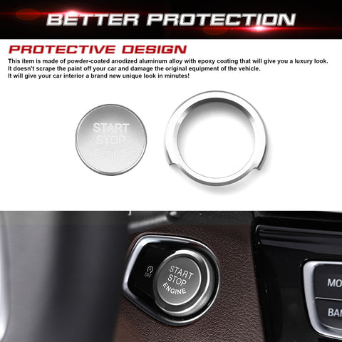 Silver Engine Start Stop Switch Push Button Ring Trim For BMW 3 Series 2013-up