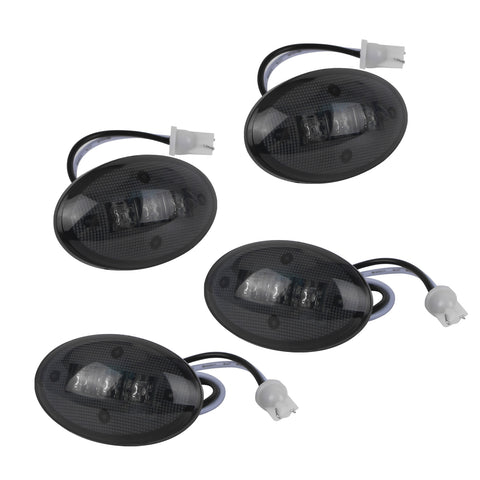 Smoked LED Fender Side Marker Light Exact Fit, Compatible with 1999-2014 Ford F250 F350 F450 Super Duty, Front Amber/Rear Red, 4pcs (Replace part # 8C3Z15442B F81Z15442CA)