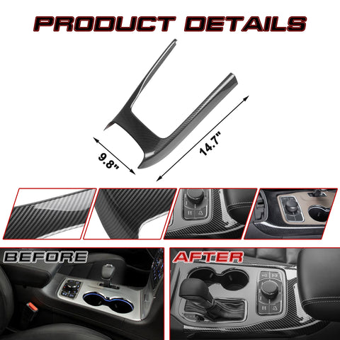 Carbon Fiber Pattern Gear Shift Box Cover Trim For Jeep Grand Cherokee 2014-2020