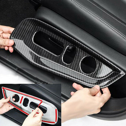 2pcs ABS Carbon Fiber Car Seat Adjustment Knob Button Switch Panel Frame Cover Trim for Honda Accord 2018 2019