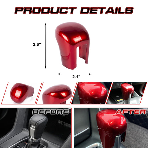 Glossy Red Inner Gear Shift Knob Cover Trim For Honda Civic 10th Gen 2016-2021
