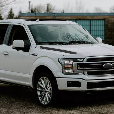 Glossy Black / Matte Black / Glossy Red Hood Spear Cowl Stripe Graphic Vinyl Decal Sticker for Ford F150 F-150 2015-2019