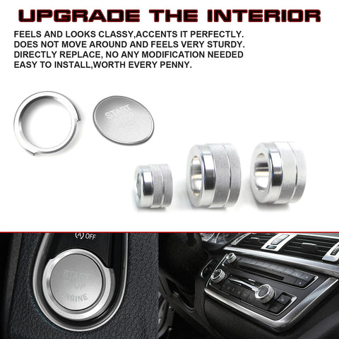 Silver Start Stop Button AC Climate Switch Ring Cover For BMW 1 2 3 4 Series