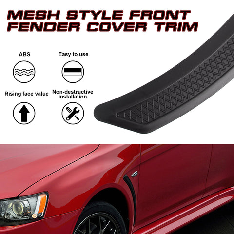 2PCS Mesh X Style Front Side Fender Scoop Air Flow Vent Grill Cover Trim Decoration Sticker Universal Fit, Matte Black