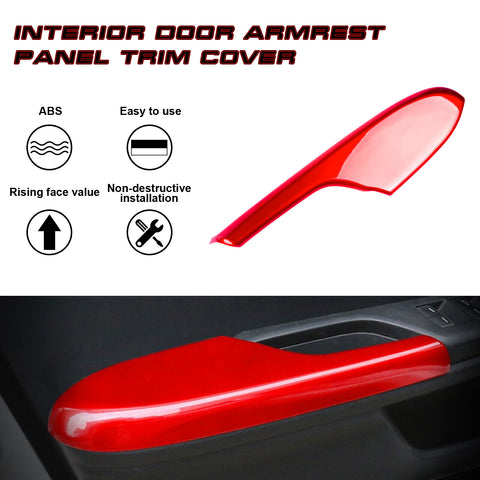 Sporty Red Interior Door Armrest Panel Trim Cover For Honda Civic 2016-2020 21