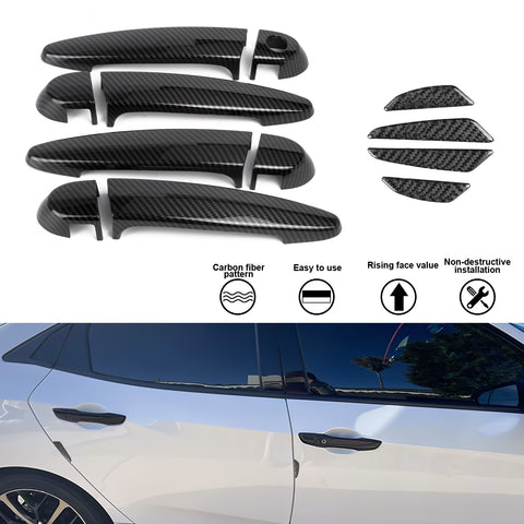 Carbon Fiber Style Door Handle+Door Edge Protect Trim For BMW 3 Series E90 E91
