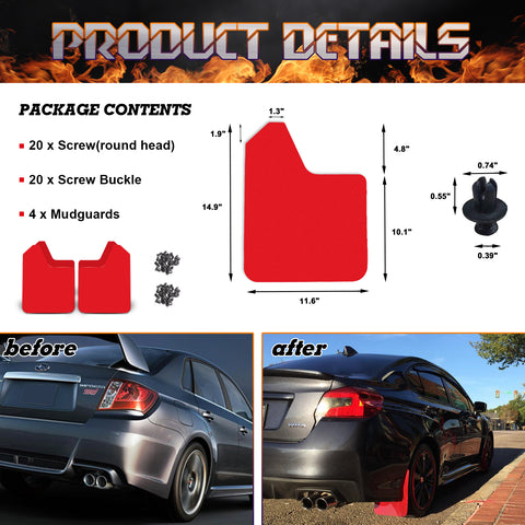 Front Rear Mudguards Mud Flaps Splash Guard Fender Protectors Set Universal Fit