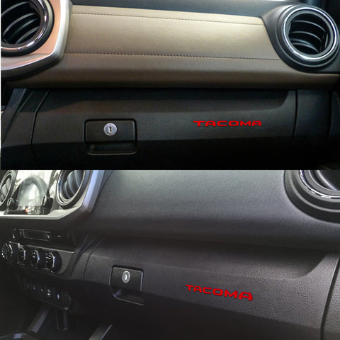 One Set Dashboard Glove Box Letter Inserts Decal Sticker for Toyota Tacoma 2016-2023, Glossy Red