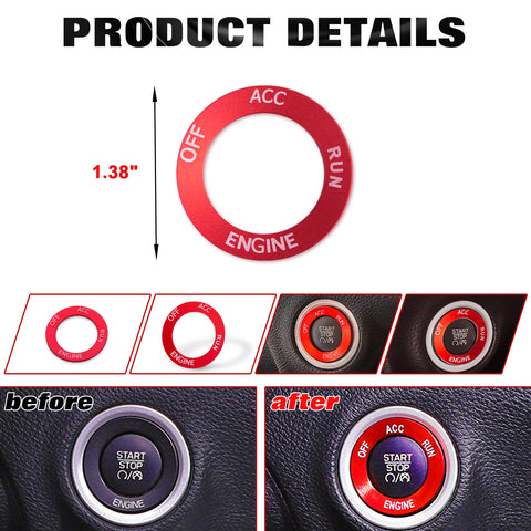 Red Engine Start Stop Button Switch Ring Cover Trim For Dodge Charger 2010-2022