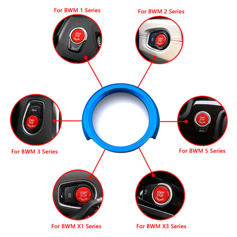 Aluminum Keyless Engine Start Stop Button Ring Trim, Engine Ignition Push Start Button Cap Decoration Cover for BMW 1 2 3 4 Series X1 (F20 F22 F30 F32 F34 F48)
