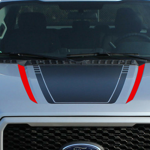 2x Glossy Black / Matte Black / Glossy Red Spear Hood Decal Vinyl Stripe Sticker for Ford F-150 2015-2019