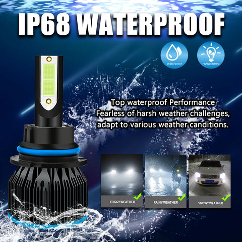 8000K Ice Blue LED Headlight Bulb All-in-One Conversion High Low Beam Kit, 6000LM Super Bright Fog Light Replacement