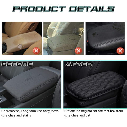 1PC PU Leather Wavy Texture Center Armrest Cover Seat Box Cushion Decor Trim Universal 30x21CM