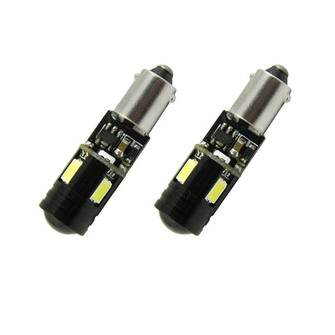 2x White\ Amber BA9S 9W CREE LED Bulbs Vehicle Car Map Light 1895 H6W 53 57