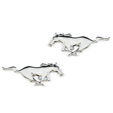 2x Ford Mustang Running Horse Chrome Finish Pony Emblems For Ford Mustang Side Fender Badge
