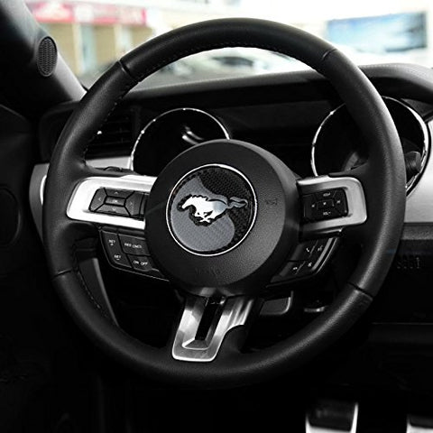 Real Carbon Fiber Steering Wheel Insert Decoration Cover Emblem Sticker for 2015 and up Ford Mustang