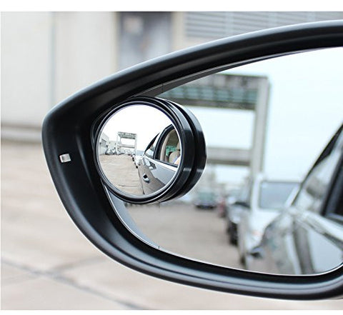 2 pcs Black Round Wide Angle Convex Rear View Stick On Blind Spot Mirror For Car Truck SUVs Motorcycle 1.5"