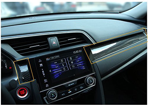 3 pcs Car Interior Trim Real Carbon Fiber 3D Center Console Panel Dashboard Cover Sticker Trim For 2016 2017 2018 Honda Civic 10th