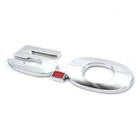 1x Silver/Matte Black Metal Aluminum Badge Sticker 3D Logo 5.0 Liter Side Fender Emblem For Ford Mustang Cars