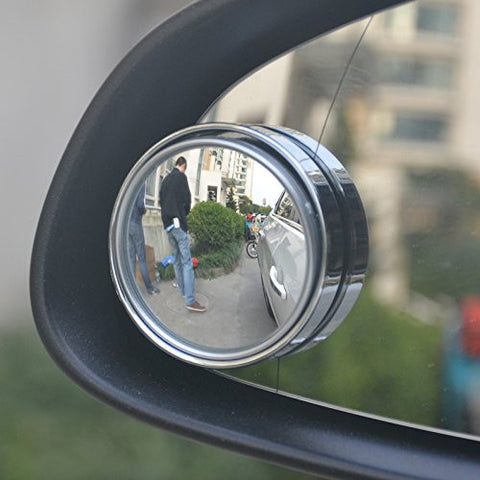 2 pcs Silver 2.0" Angle Convex Round Rear Wide View Blind Spot Mirrors For Car Truck SUVs Motorcycle