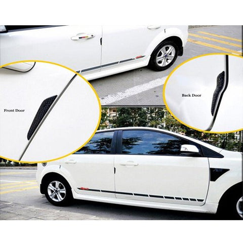 Black / Silver Real Carbon Fiber Car Side Door Edge Protection Guards Trim Sticker