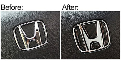 Real Carbon Fiber Steering Wheel Honda Logo Emblem Cover Decal Sticker for Honda Civic CRV 2016 and up