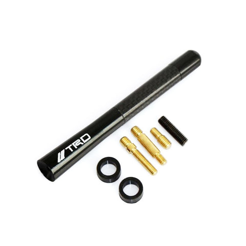 4.7" TRD Logo Carbon Fiber Black Polished Aluminum Alloy Screw-On Radio Aerial Short Antenna For Toyota Car Truck