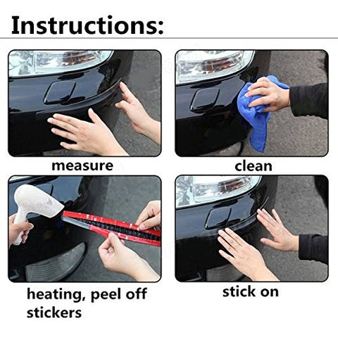 2 pieces Universal Carbon Fiber Pattern Front Rear Bumper Corner Extended Protector Lip Guards