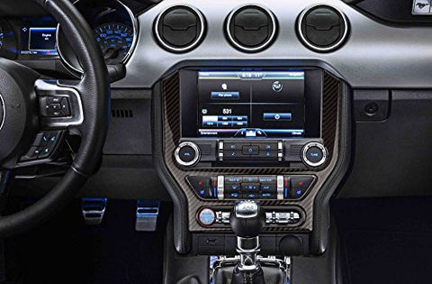 Car Interior Multimedia Control Center Console Penal Trim Carbon Fiber Sticker For Ford Mustang 2015-2020