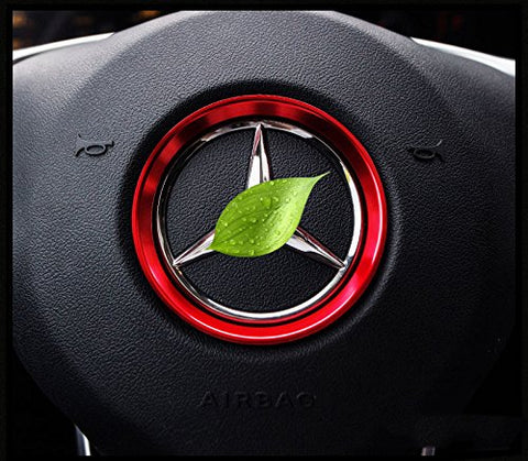 Glossy Car Steering Wheel Center Logo Ring Trim For Mercedes Benz B C GLK