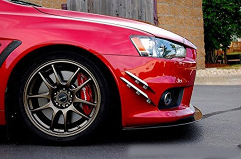 1 Set Carbon Fiber Pattern / Black Bumper Lip Fins Canards Splitters Body Spoiler Sporty JDM Racing Style Diffuser Universal Fit