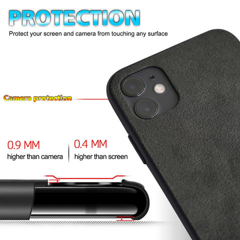 Ultra Slim and Light Sports Style Mustang Logo Alcantara Leather Matte Black Compatible with Apple iPhone 12 Mini Case Cover Protection