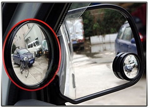 2 pcs Black Round Wide Angle Convex Rear View Stick On Blind Spot Mirror For Car Truck SUVs Motorcycle 1.5"
