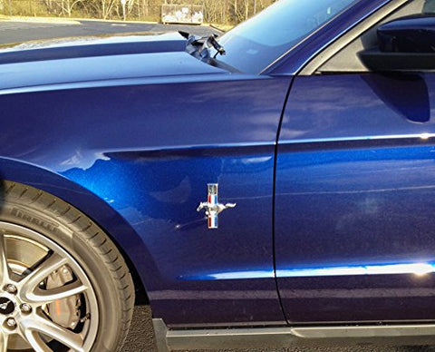 2x Pony Running Horse Tri Bar Emblem Side Fender Door Badge Sticker For Ford Mustang