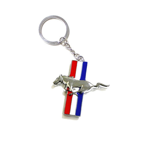 Mustang Chrome Finish Silver Running Horse Keychain Key Chain Ford Mustang